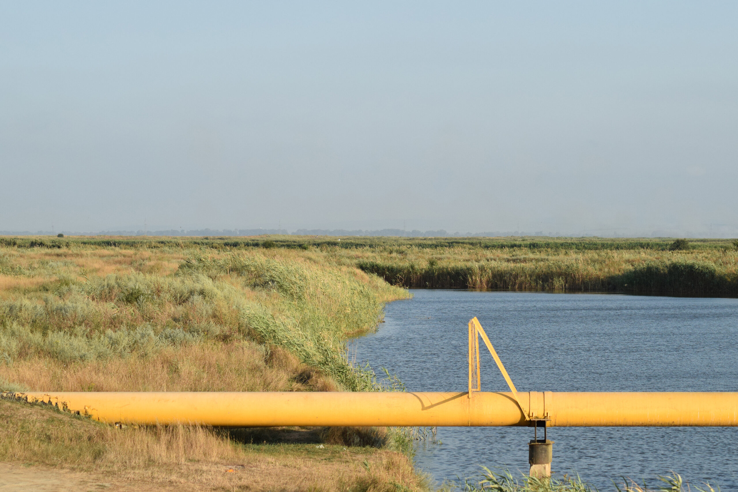 The gas pipeline through the small river
