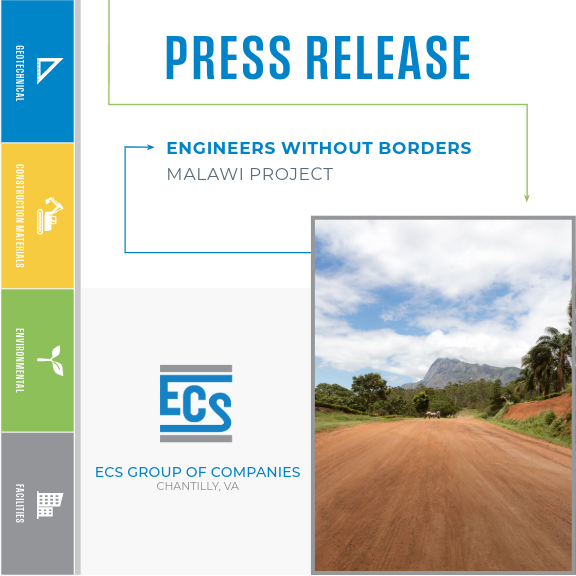 Square graphic with a Malawi road in the lower right corner and ECS logo.