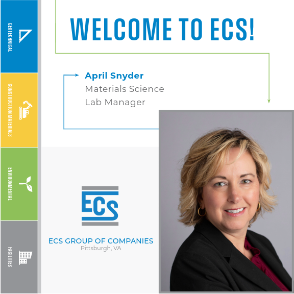 Square graphic with a headshot of April Snyder in the lower right corner and ECS logo with April's title.