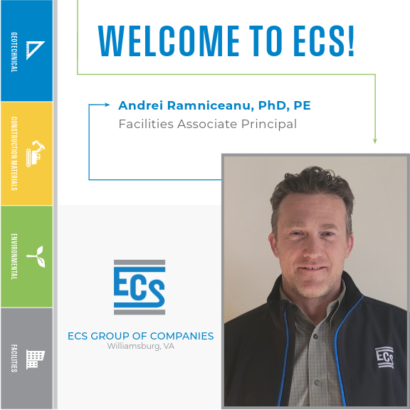 Square graphic with a headshot of Andrei Ramniceanu in the lower right corner and ECS logo with Andrei's title.